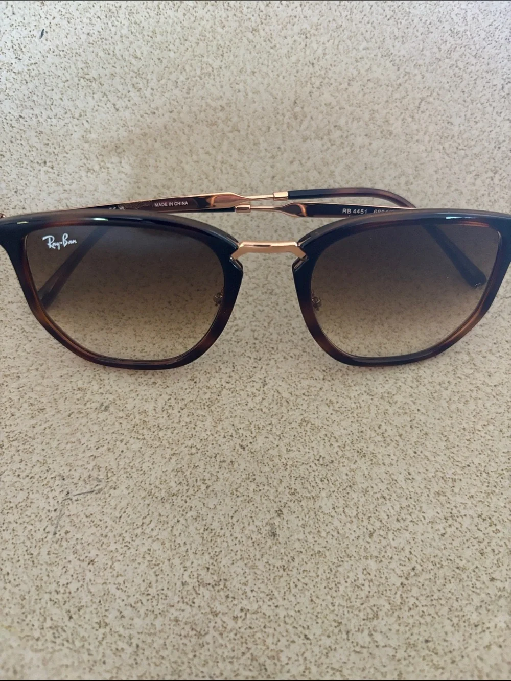 Ray-Ban Tortoise Frame Sunglasses with Gold Bridge